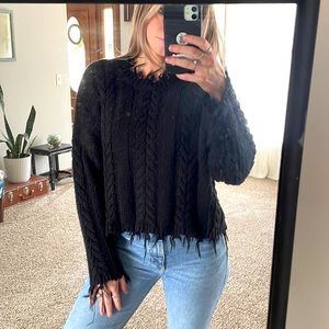 Chunky bohemian sweater black cable net forever 21